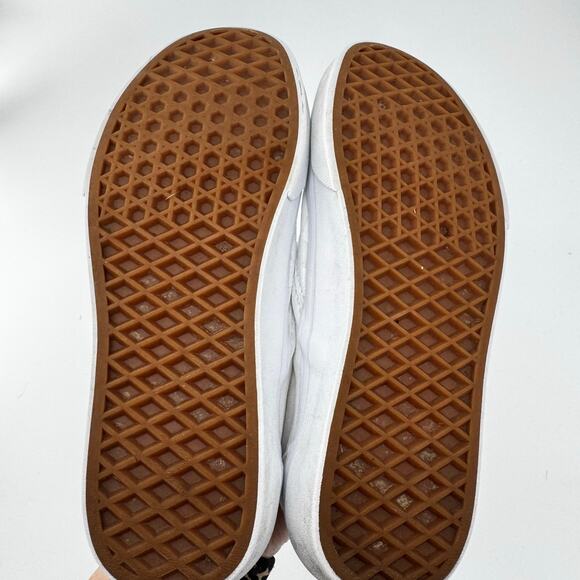 Vans Classic Checkerboard Slip On All White Canvas Skate Shoes M 5.5/ W 7 - Picture 9 of 13